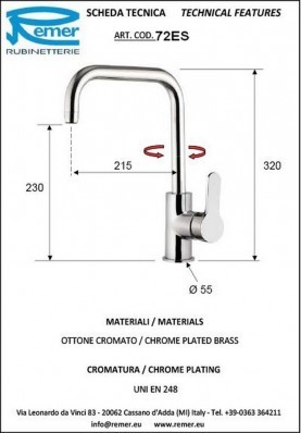 ESSENTIEL; Robinet mitigeur cuisine bec haut mobile ESSENTIEL chromé