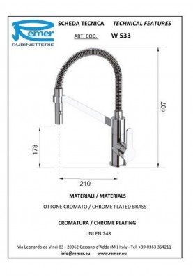 ELEGANT FINE DESIGN; Robinet mitigeur cuisine avec douchette et flexible DESIGN chromé