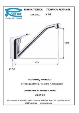 KISS CLASSIC; Robinet mitigeur cuisine bec mobile KISS chromé