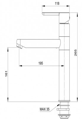 MINIMAL HAUT DESIGN; Robinet mitigeur cuisine haut MINIMAL bec pivotant chromé