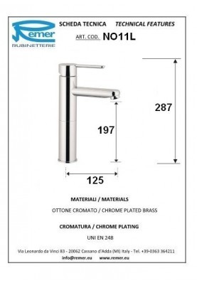 MINIMAL2 LAVABO HAUT; Robinet mitigeur salle de bain haut sans vidage pour lavabo et vasque MINMAL2 chromé