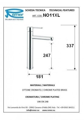 MINIMAL2 LAVABO HAUT XL; Robinet mitigeur salle de bain haut XL sans vidage pour lavabo et vasque MINIMAL2 chromé