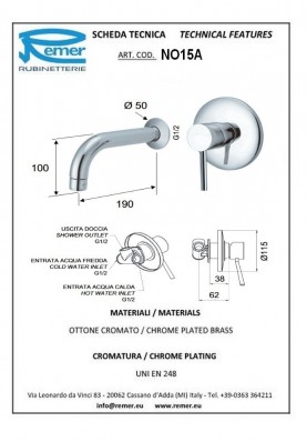 MINIMAL2 LAVABO MURAL 2 TROUS; Robinet mitigeur salle de bain mural duo pour lavabo et vasque MINIMAL2 chromé