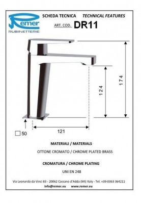 DRIM LAVABO SANS VIDAGE; Robinet mitigeur salle de bain sans vidage pour lavabo et vasque DRIM chromé