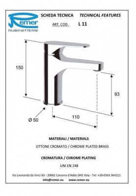 CLASS LINE LAVABO SANS VIDAGE; Robinet mitigeur salle de bain sans vidage pour lavabo et vasque CLASS LINE chromé