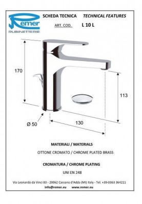 CLASS LINE LAV HAUT AV VIDAGE; Robinet mitigeur salle de bain mi-haut pour lavabo et vasque CLASS LINE chromé