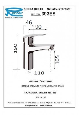 ESSENTIEL LAVABO; Robinet mitigeur salle de bain pour lavabo et vasque ESSENTIEL chromé