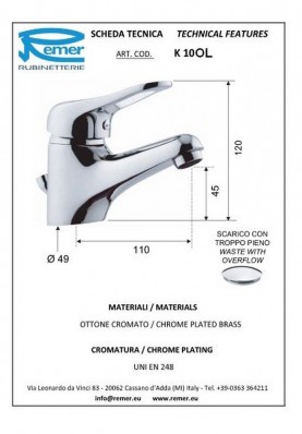 KISS LAVABO; Robinet mitigeur salle de bain pour lavabo et vasque KISS chromé