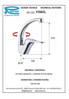 KISS LAVABO BEC MOBILE; Robinet mitigeur salle de bain bec pivotant pour lavabo et vasque KISS chromé