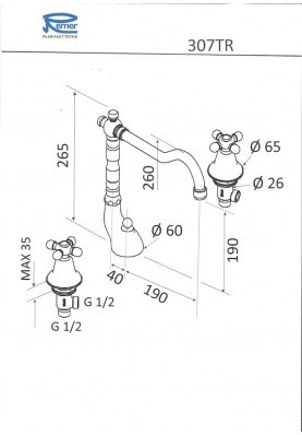 MELANGEUR LAV 3 TROUS LIBERTY CHR; Robinet mélangeur 3 trous salle de bain pour lavabo et vasque LIBERTY chromé