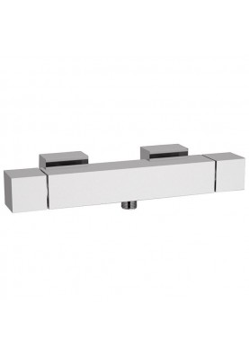 QUBIKA DOUCHE THERMOSTATIQUE; Robinet mitigeur salle de bain pour douche mural nu thermostatique carré QUBIKA chrome