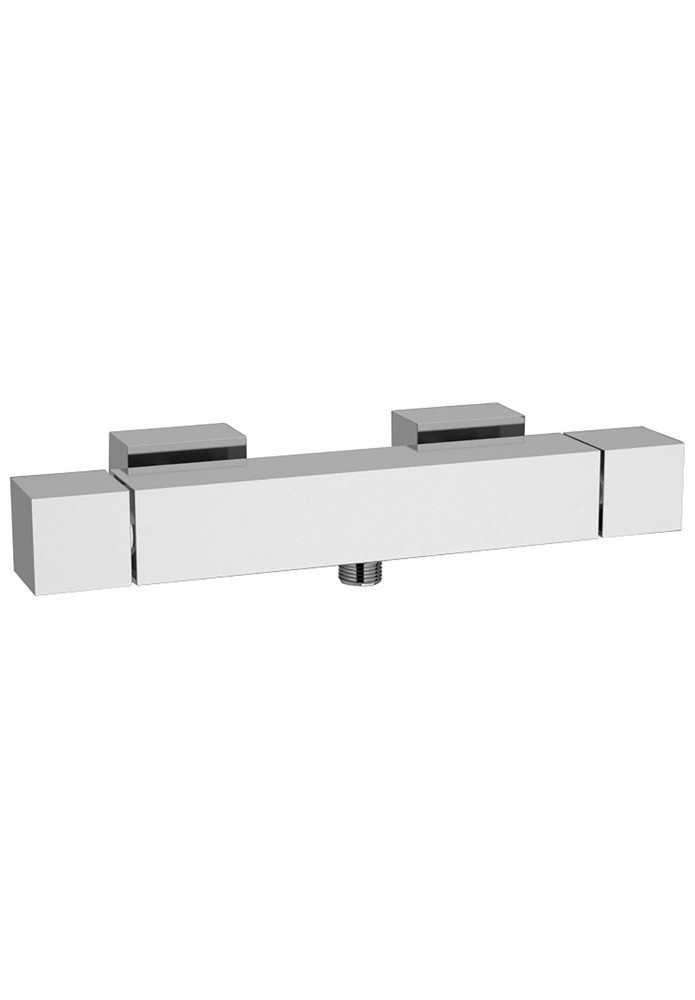 QUBIKA DOUCHE THERMOSTATIQUE; Robinet mitigeur salle de bain pour douche mural nu thermostatique carré QUBIKA chrome