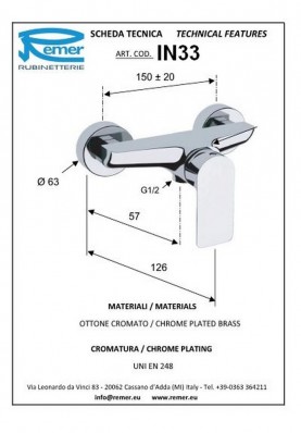 INFINI DOUCHE; Robinet mitigeur salle de bain pour douche mural nu INFINI chrome