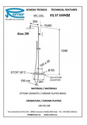 COLONNE THERMO MINIMAL DIAM20; Colonne de douche murale thermostatique MINIMAL D20 chromé