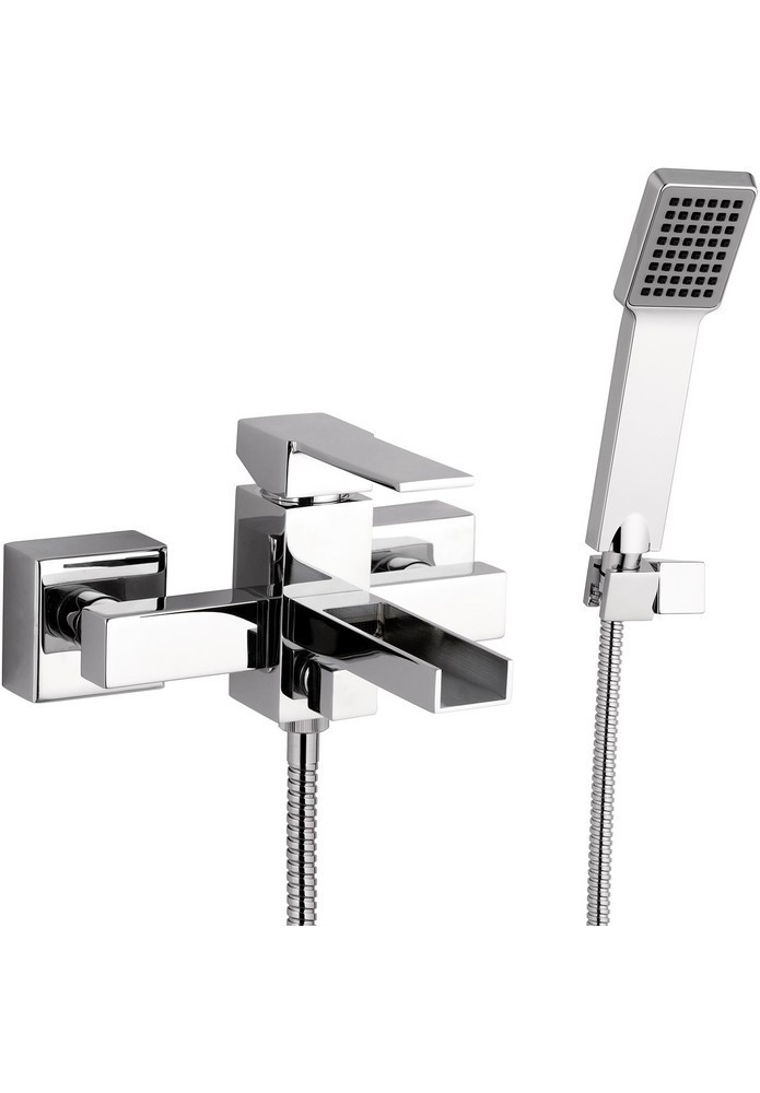 QUBIKA CASCATA BAIGNOIRE AV KIT; Robinet mitigeur salle de bain pour baignoire QUBIKA CASCATA avec douchette chrome