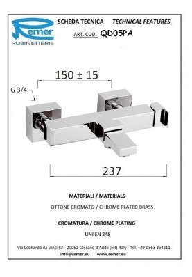 Q-DESIGN BAIGNOIRE; Robinet mitigeur salle de bain pour baignoire Q DESIGN nu chrome