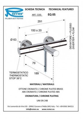 ELEGANCE BAIGNOIRE THERMOSTATIQUE; Robinet mitigeur Thermostatique salle de bain pour baignoire ELEGANCE nu chrome