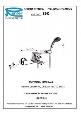 ESSENTIEL BAIGNOIRE AV KIT DOUCHETTE; Robinet mitigeur salle de bain pour baignoire ESSENTIEL avec douchette chrome