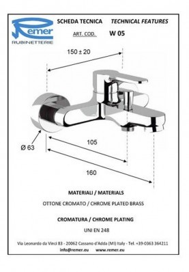 WINTER BAIGNOIRE; Robinet mitigeur salle de bain pour baignoire WINTER nu chrome