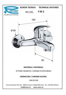 SERIE 35 BAIGNOIRE; Robinet mitigeur salle de bain pour baignoire 35 nu chrome