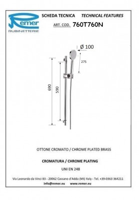 DRIM 1 JET CHROME; Ensemble barre de douche 1 jet anticalcaire DRIM chromé