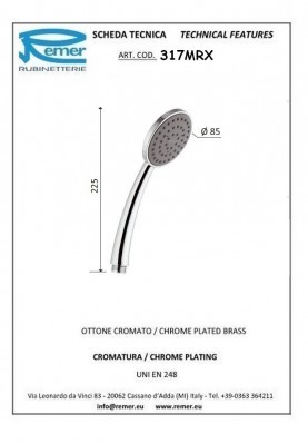 MINIMAL 1 JET ANTICAL CHR; Pommeau de douche 1 jet anticalcaire MINIMAL chromé