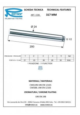 STILO METAL 1 JET ANTICALC CHR; Pommeau de douche 1 jet anticalcaire STILO METAL chromé